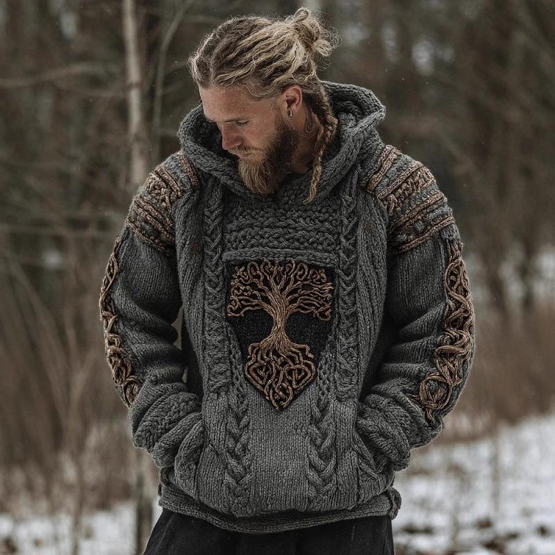 Unisex 3D-bedruckter Strickpullover mit Kapuze für Herbst/Winter