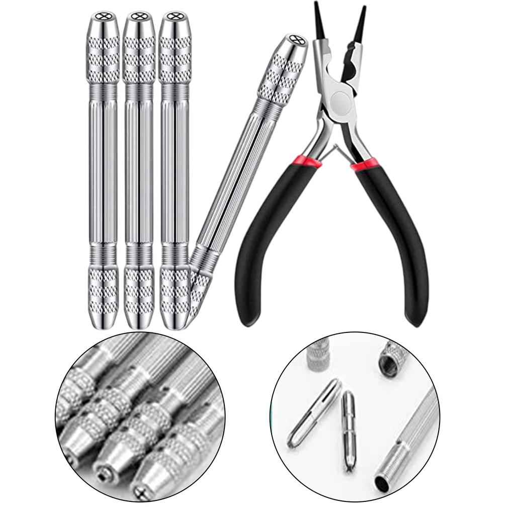 Dual End Hand Drill Jewelry Making Set for Wire Twisting and Metalworking with Carbon Steel Bits