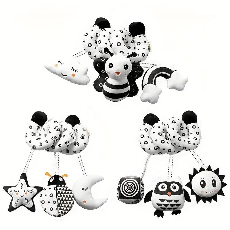 Black & White Bee Crib Wrap Toy with Bells - Cartoon Animal Design, In Stock