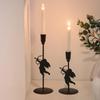 Cupid Candle Stand Iron Candle Holder Vintage Metal Cupid Candle Holder Set for Home Decor Wedding Party Table for Room