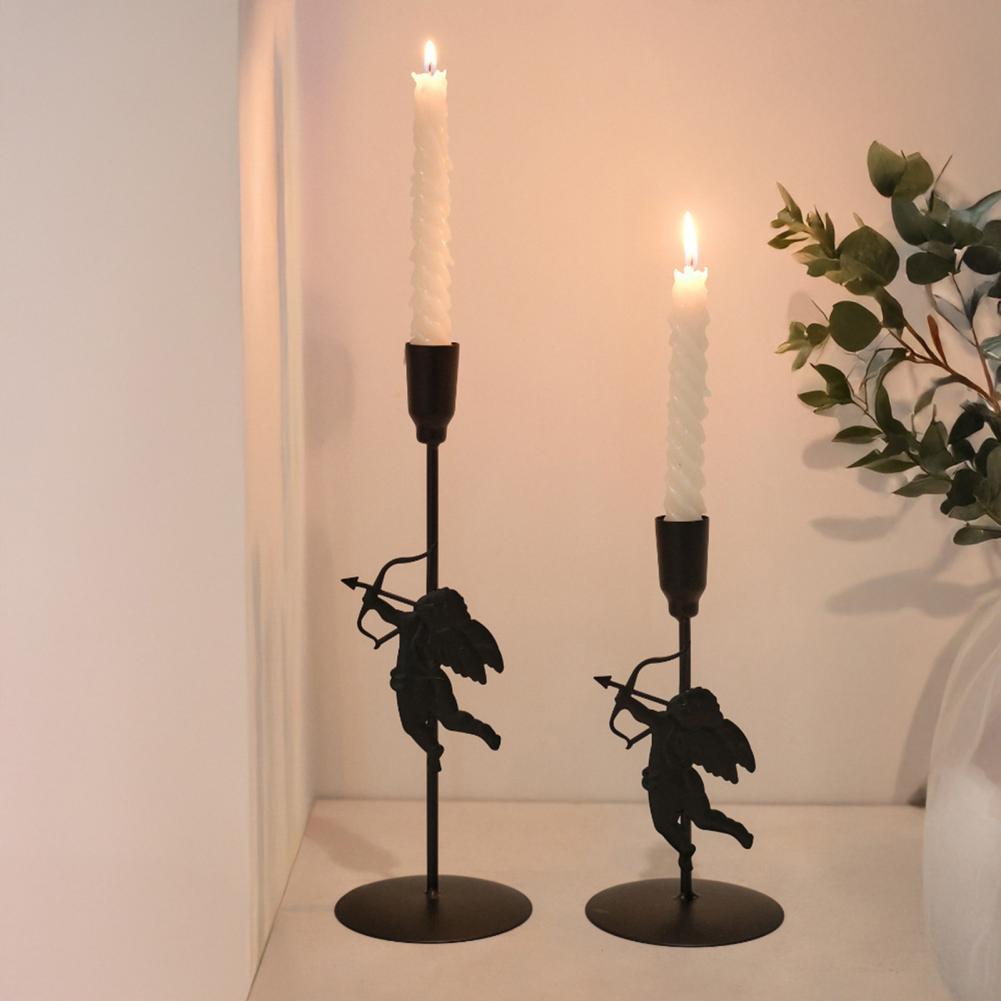 Cupid Candle Stand Iron Candle Holder Vintage Metal Cupid Candle Holder Set for Home Decor Wedding Party Table for Room
