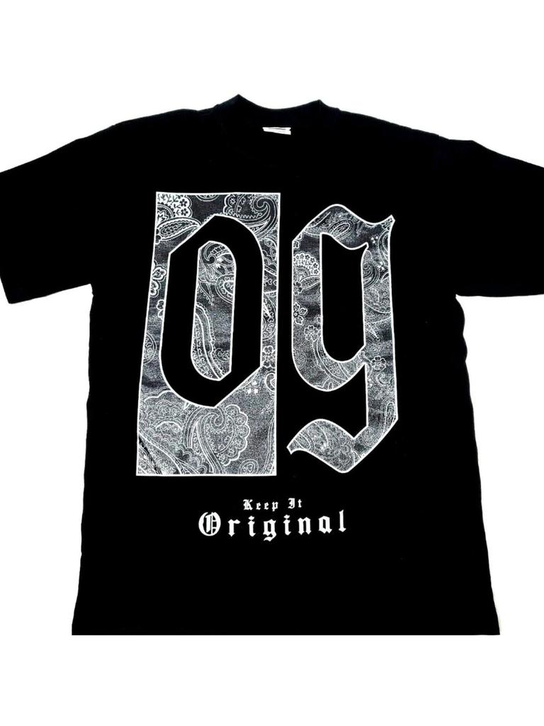 Men's Original Gangster T-Shirt - OG Urban Streetwear, Black Cotton Tee with Whi