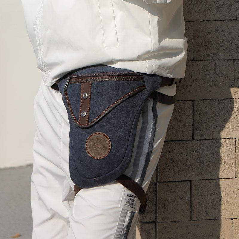 Płócienna męska saszetka biodrowa producenta odporna na zużycie torba na nogę torba na ramię listonoszka męska w stylu retro europejskim i amerykańskim wszechstronna retro moda