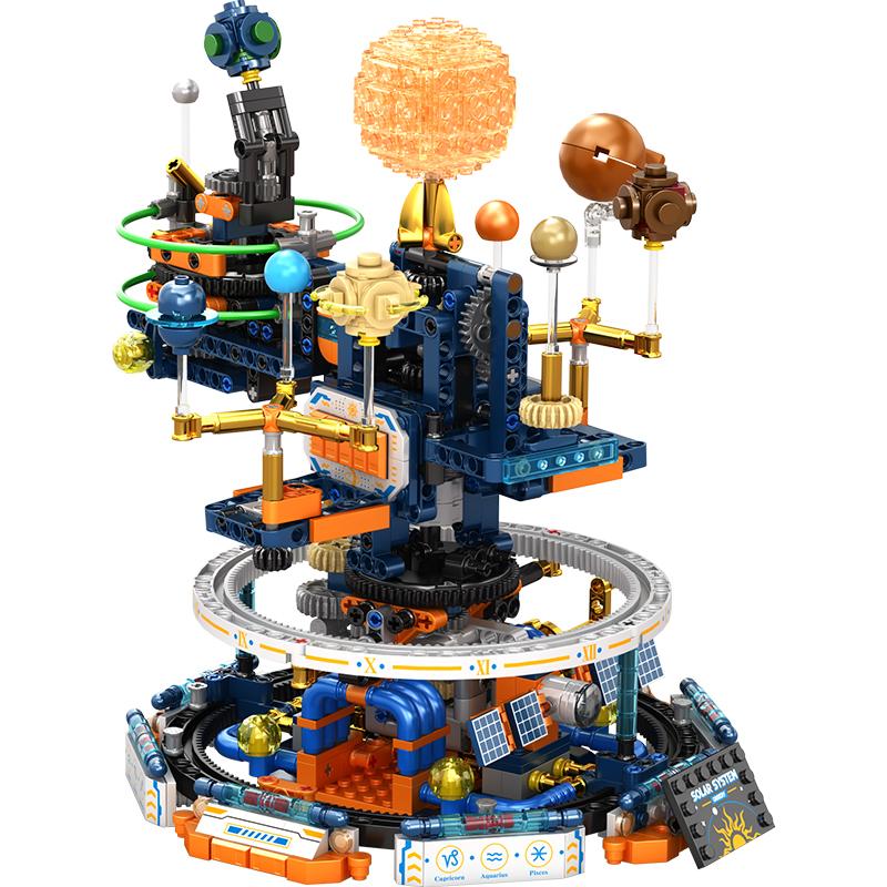 Set di Blocchi da Costruzione Meccanico Planetario del Sistema Solare - Giocattolo Educativo Architettonico STEM e Regalo di Natale per Bambini
