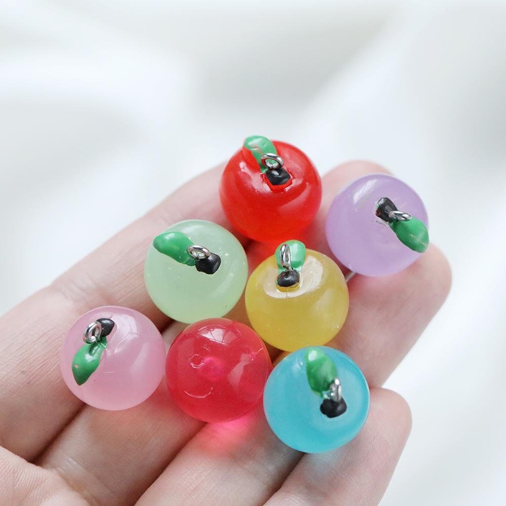 10Pcs Fashion Fruit Jelly Color Pendants Apple Resin Pendant for DIY Jewelry Making Earring Necklace Keychain Charms Supplies