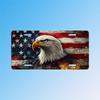 Bald Eagle American Flag Vintage Oil Painting Patriotic Wildlife Art Style D Flat Printed License Plate Aluminum Metal Painting