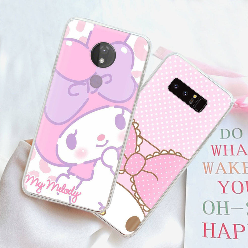JZ4 My Melody Transparent Case for Samsung A04 A14 A23 M33 M53 Realme 10 9 C35 C55 VIVO Y02 X80 Infinix Hot 30 Note 11 Tecno Spark 8P Pro