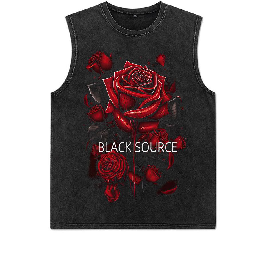 Hip Hop Mens TShirt With rose Print casual Tshirt Unisex Tops Tee S