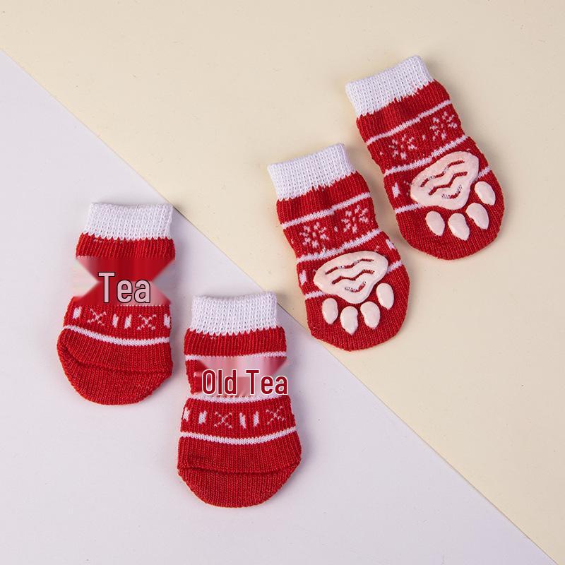 Spot Pet Non-Slip Knitted Socks 4-Pack for Small Dogs - All Seasons Dog Foot Covers