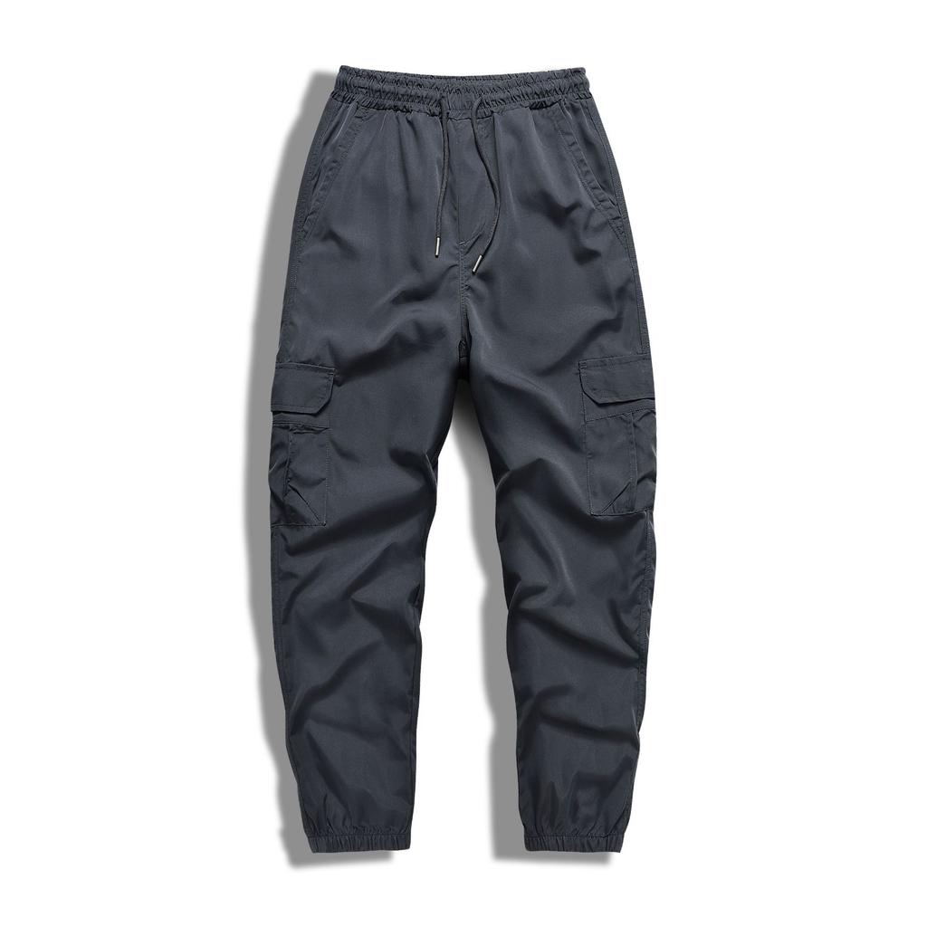 Summer ice silk thin overalls men's fattened plus size elastic casual pants loose men's pants sports trendy brand