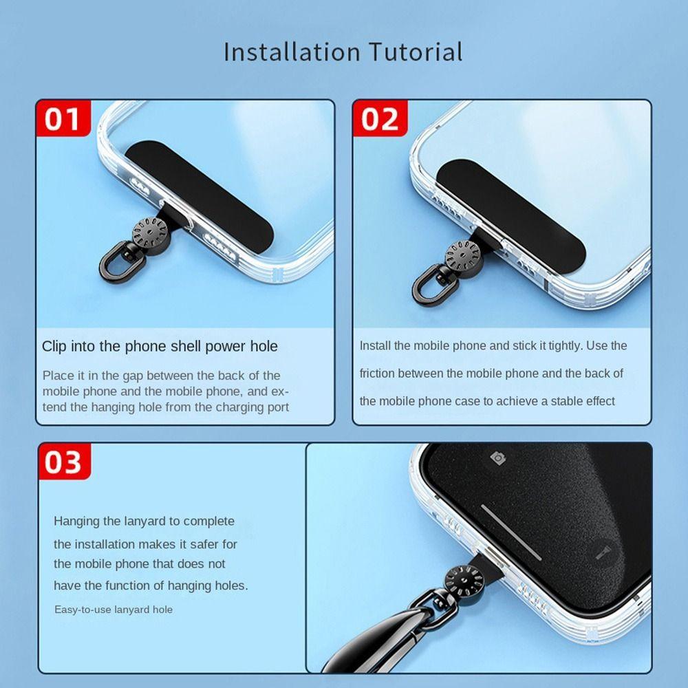 TPU-telefon-lanyard-lappeklips 360 ° roterbar hengende ledning Tether-tapper Koble til