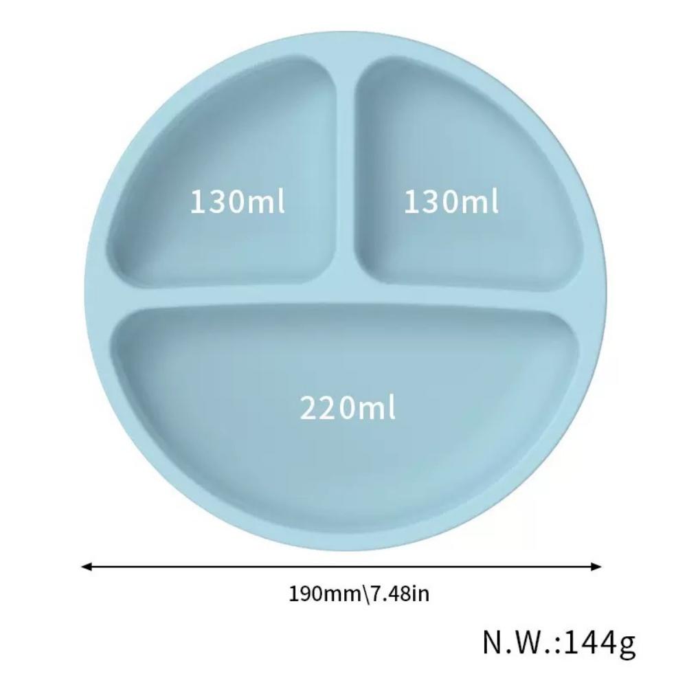 Round Silicone Meal Tray Food-Grade Three-Compartment Suction Cup Design Shatter-Resistant & Heat-Resistant Baby Food Tray