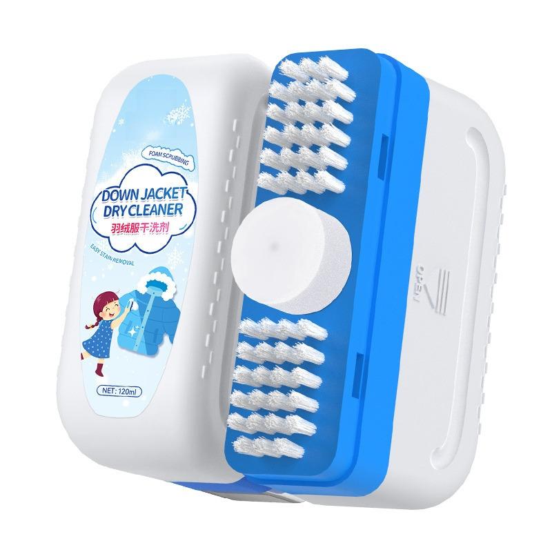 Multi-functional Down Jackets Dry Cleaning Agent Portable Waterless Stain Remover with Brush Designed for Stubborn Stains 120ml