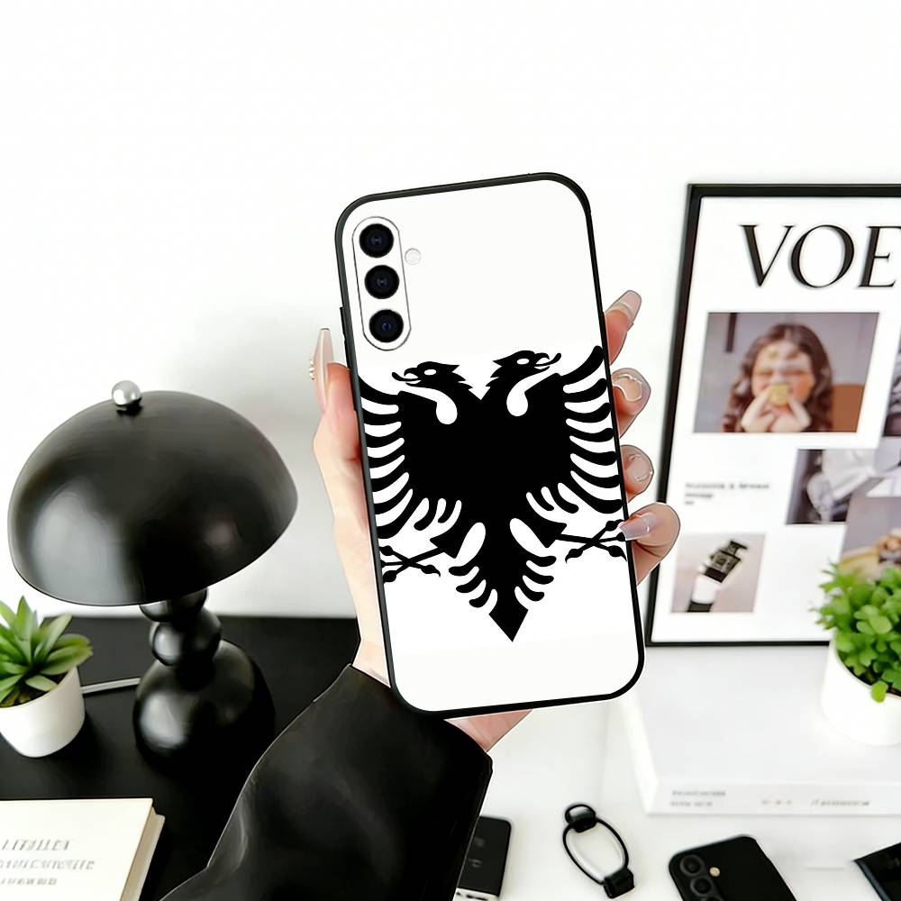 

A-Albanian Flag Eagle Phone Case For Samsung Galaxy A73,A72,A71,A70,A53,A52,A51,Soft Silicone Black Cover Samsung a20s