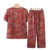 Grandma's Summer Ice Silk Short Sleeve Set for Women: Cool, Comfortable Shirts for Middle-Aged and Elderly Ladies