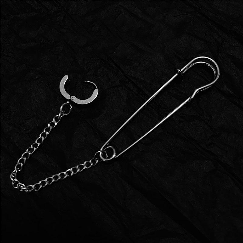 1Pc Stainless Steel Punk Pin Chain Ear Clip Non Piercing Earrings for Men Women Cool Design Ear Hiphop Jewelry Accessories