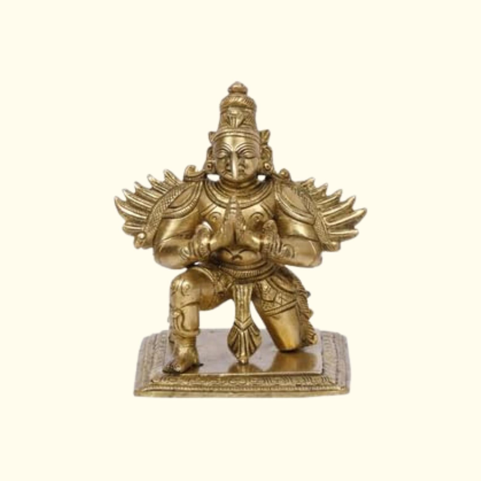 Lord Garuda Idol, Religious Statue, Enhancers Spiritual Growth, Brass - 16 Cm