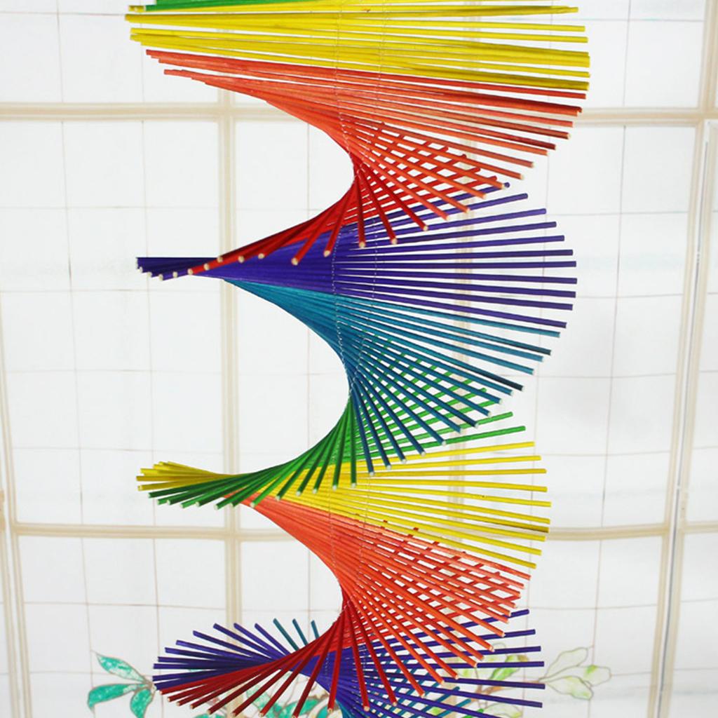 Rainbow 3D Wind Spinner - Colorful Handmade Bamboo Hanging Wind Chimes for Garden Outdoor Indoor Decoration 1pc