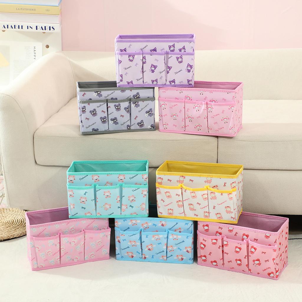 Cartoon Kuromi Melody Print Design Fabric Foldable Storage Box With Removable Lid For Living Room And Desk Organization