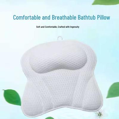 Machine Washable 4D Mesh Bathtub Pillow with Suction Cups