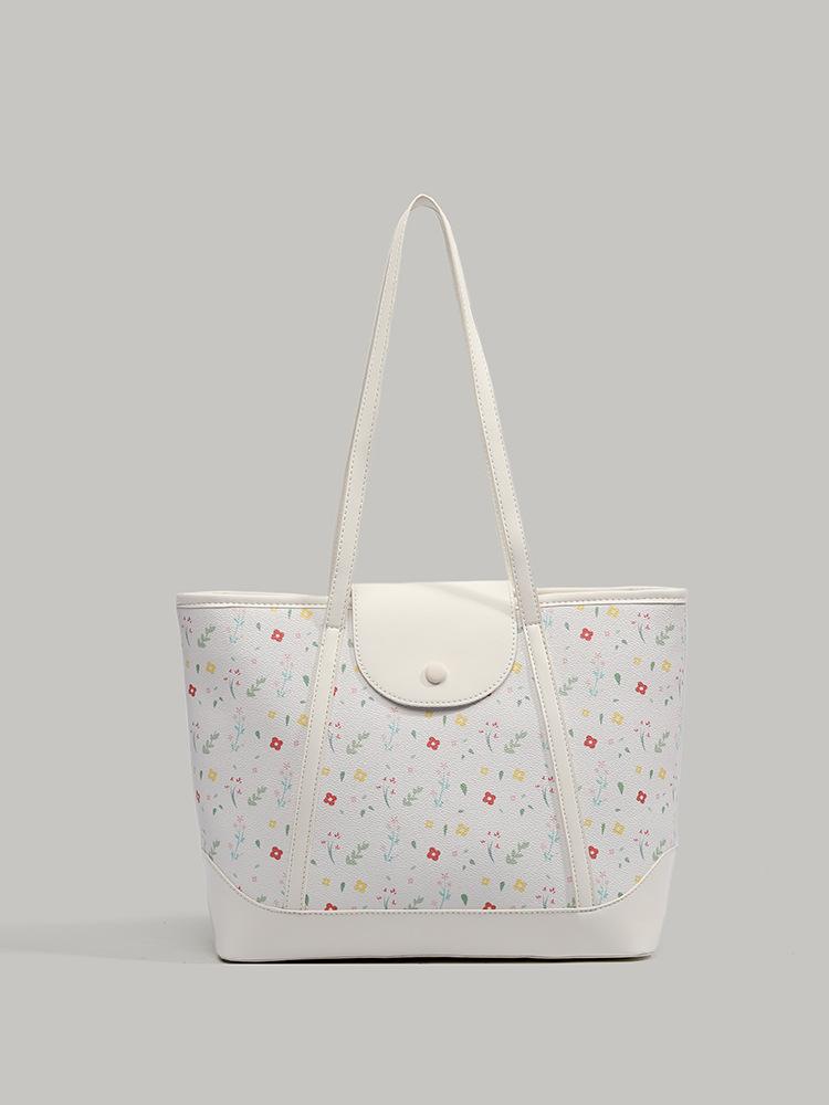 

Niche design ins style floral tote bag 2025 new fashionable and versatile large-capacity commuter shoulder underarm bag белый
