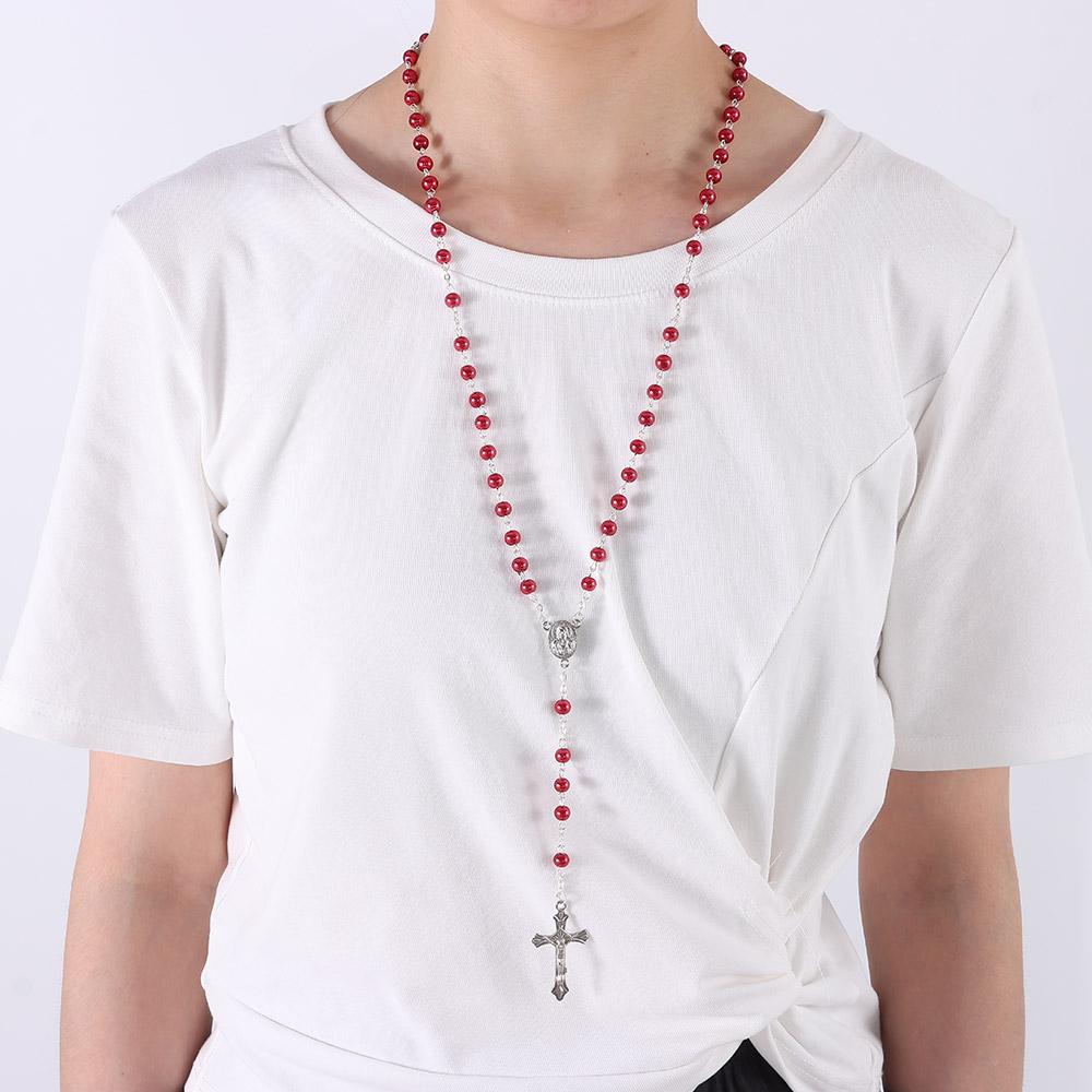 6 mm Rosenkranzperlen, katholische Halskette, schlichter Stil, Damen-Halskette für Teenager-Mädchen