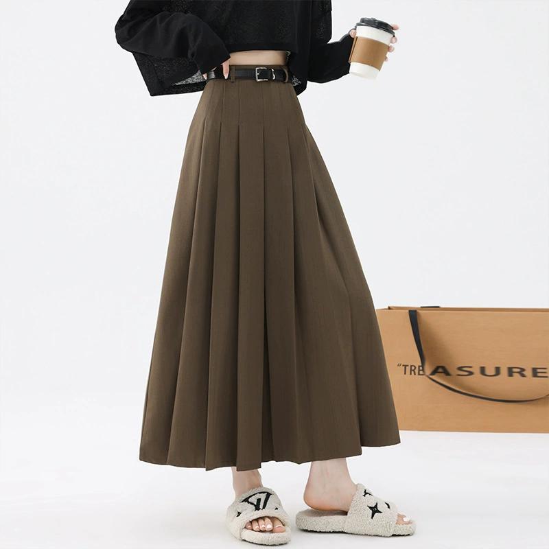 Skirt Women's Spring and Summer Pleated Skirt Mid-length Skirt High Waist Thin Elegant High-end Skirt