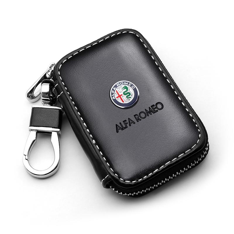 Leather Key Wallet Car Key Bag Fashion Key Holders for Alfa Romeo Logo Giulia Giulietta Spider GT Stelvio 147 156 155 159 166 zj3