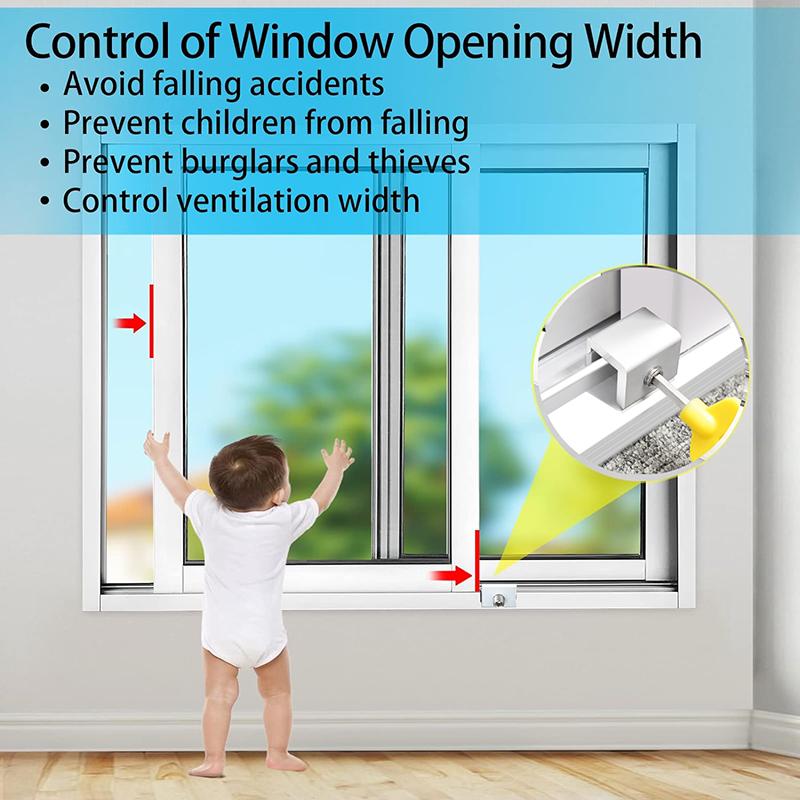 1/4pcs Door Window Lock Stopper Adjustable Security Window Door Lock with Key Wrench Door Frame Security Lock Children Guards
