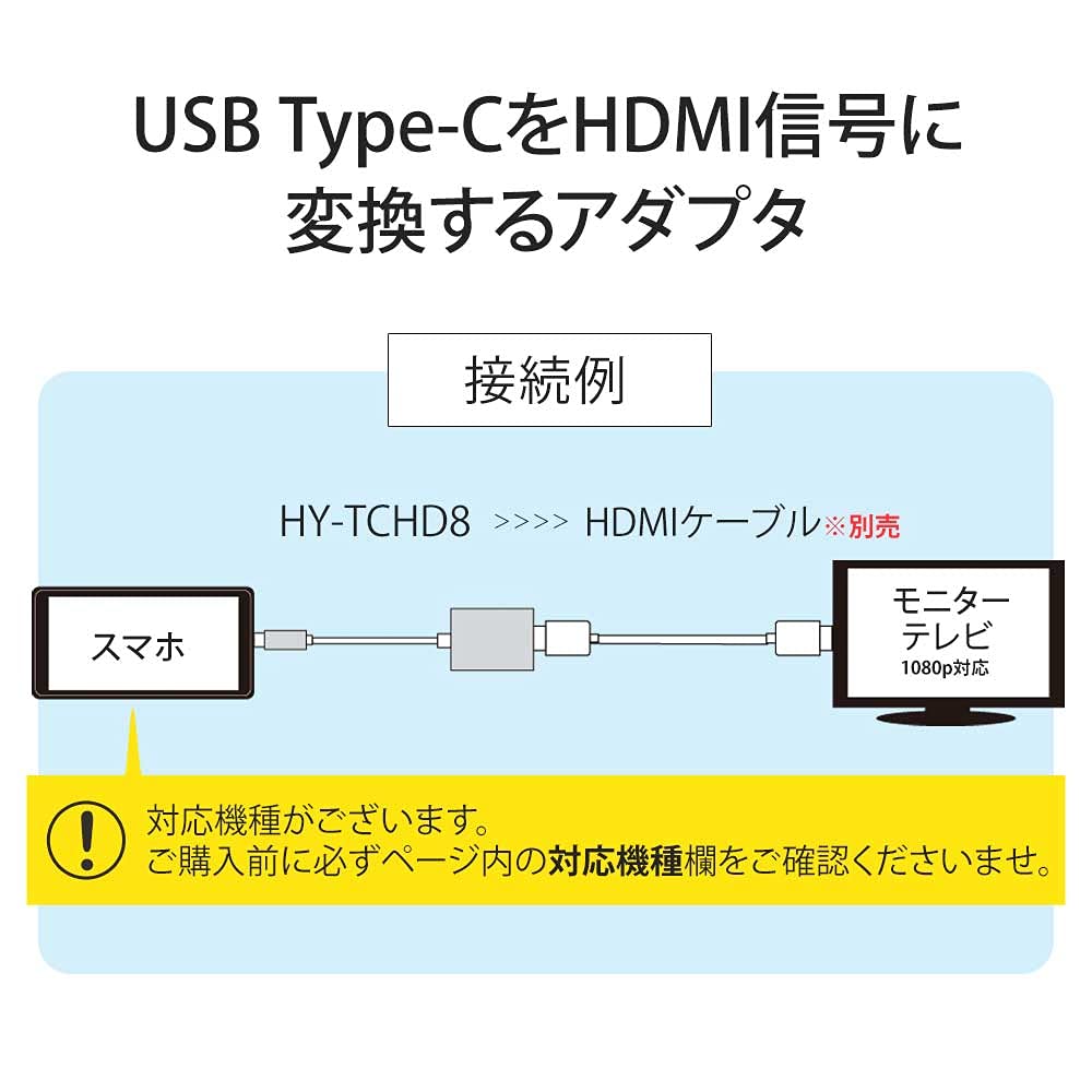 Hy+ Typ-C zu HDMI Adapter HY-TCHD8 4K Video Unterstützung (Kompatibel mit Xperia 5ii, Xperia 1ii, AQUOS R5G, arrows 5G, Galaxy S20 5G/S20+/S10/S10+)