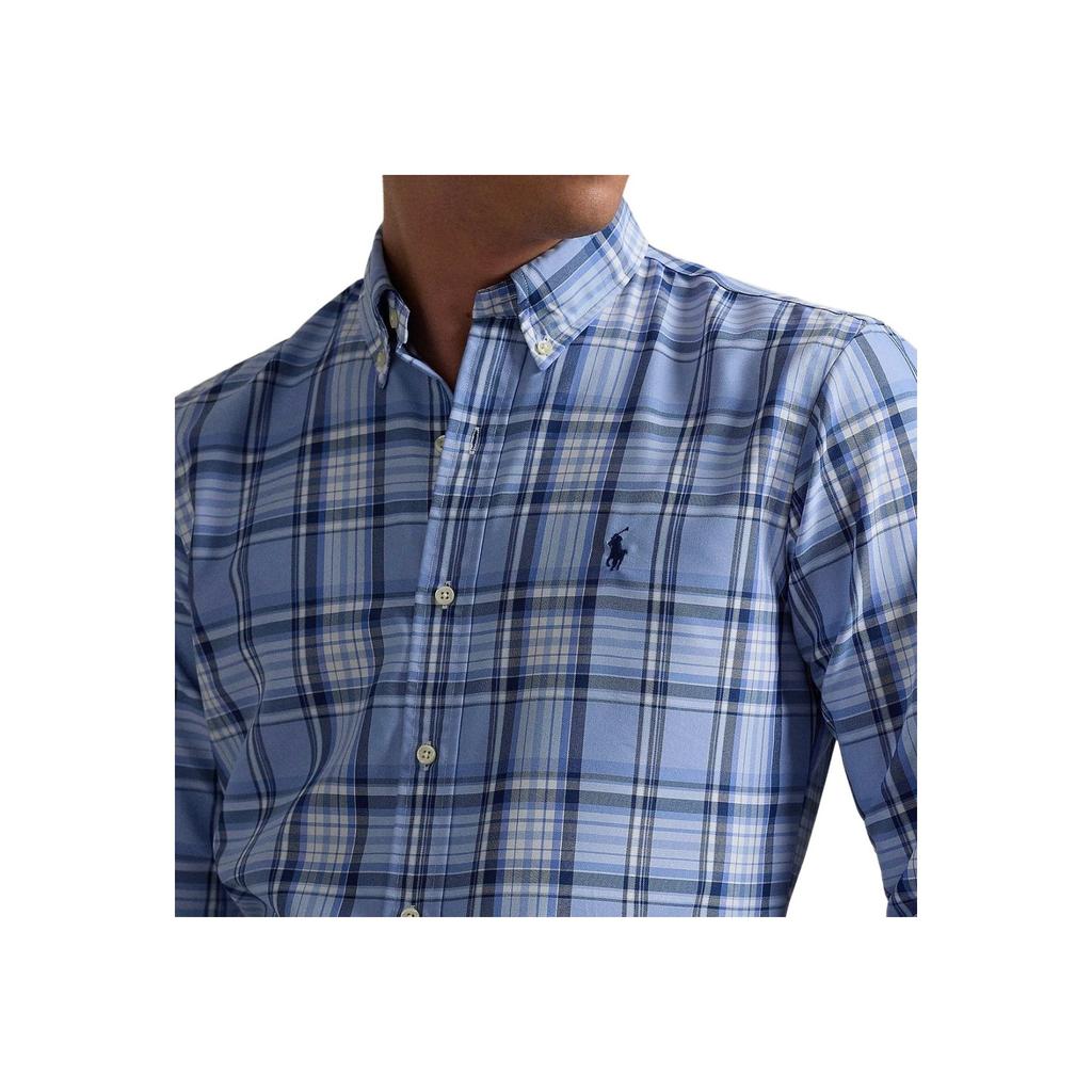 Polo Ralph Lauren Logo Embroidered Plaid Button-Down Long Sleeve Shirt Men Shirts Blue 71095177-401