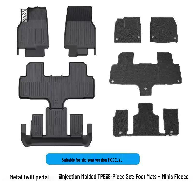 Tesla Model Y 25-Piece TPE Mat Set: Foot Pads, Backrest, Trunk, Front & Rear Storage Mats