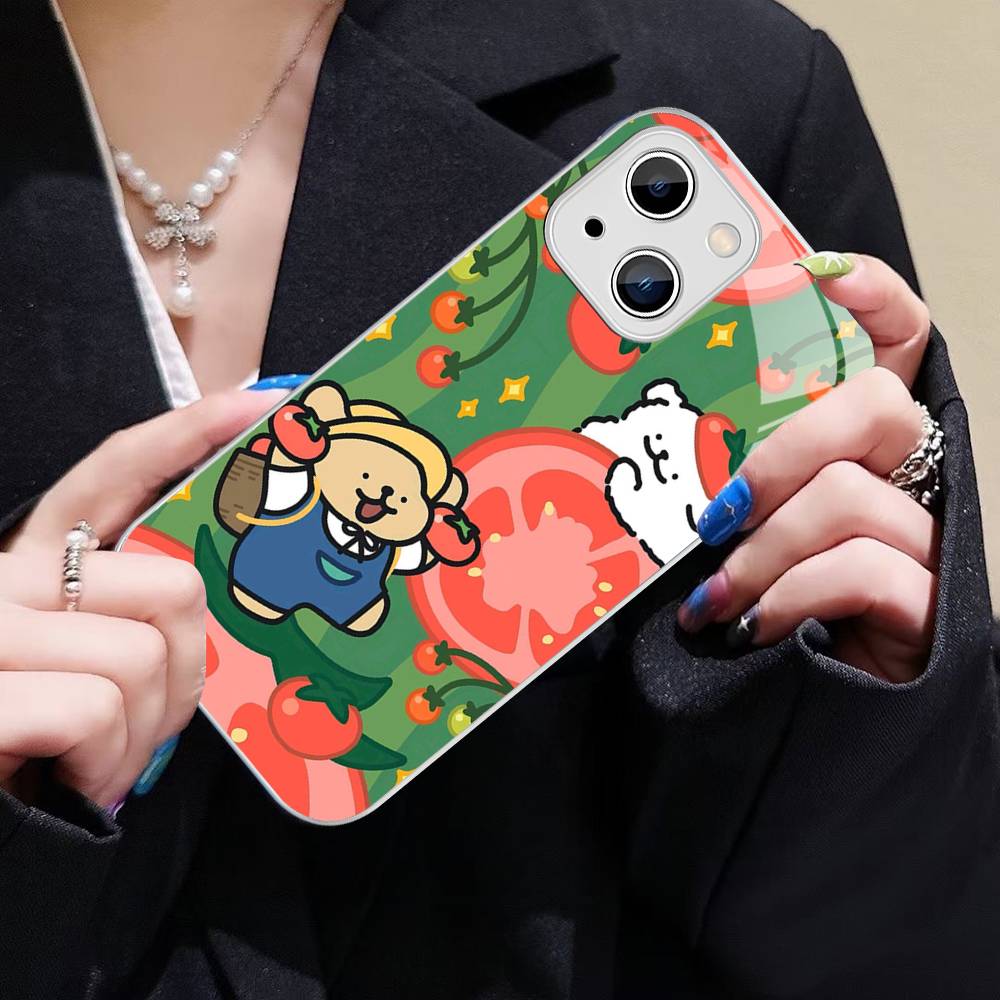 Maltese Cute Line Puppy Dog For IPhone 14 13 12 Mini 11 Pro XS Max X XR 14 Plus Tempered Glass Cover