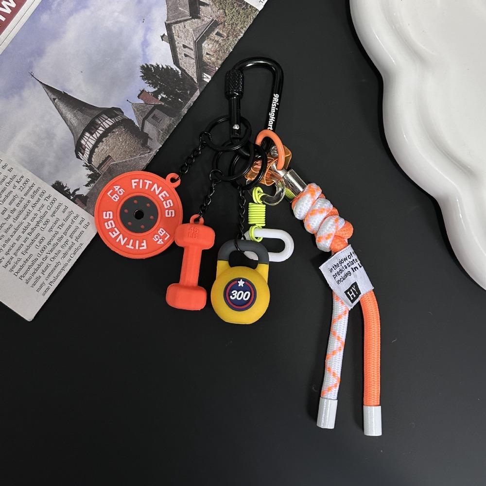with D-shaped Buckle Fitness Series Pendant Colorful Simulation Dumbbells Keyring  Friends
