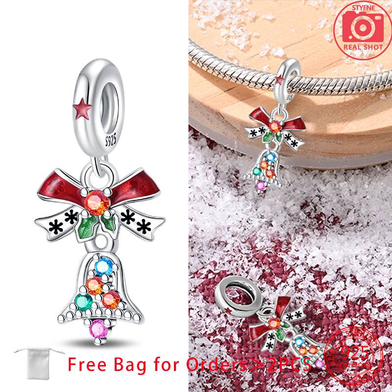 Charms Christmas Series Christmas Hat Socks Bell Snowman Copper Beads Pendant Women Original Bracelet Diy Christmas Gift