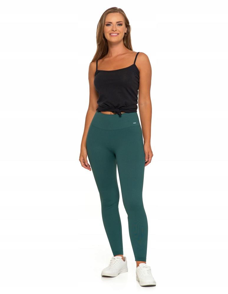 Women's Sports Leggings High Waist Ribbed Stylish MORAJ XXL/3XL green
