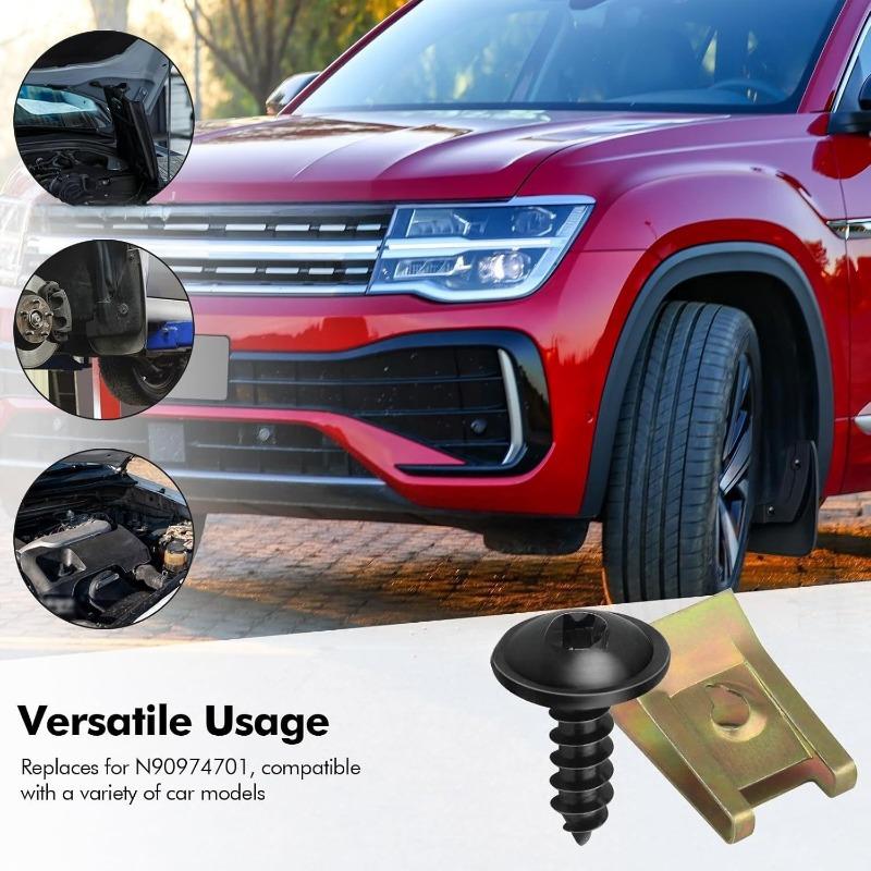 40 Pack Metal U Clips for Car Modification Screw Base Fasteners Fender Bumper Protection Trim Installation