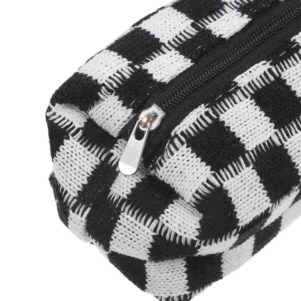  Checkerboard Pencil Case Handheld Bag Large Capacity Organizer Coffee Holder Pouch Polyester Color