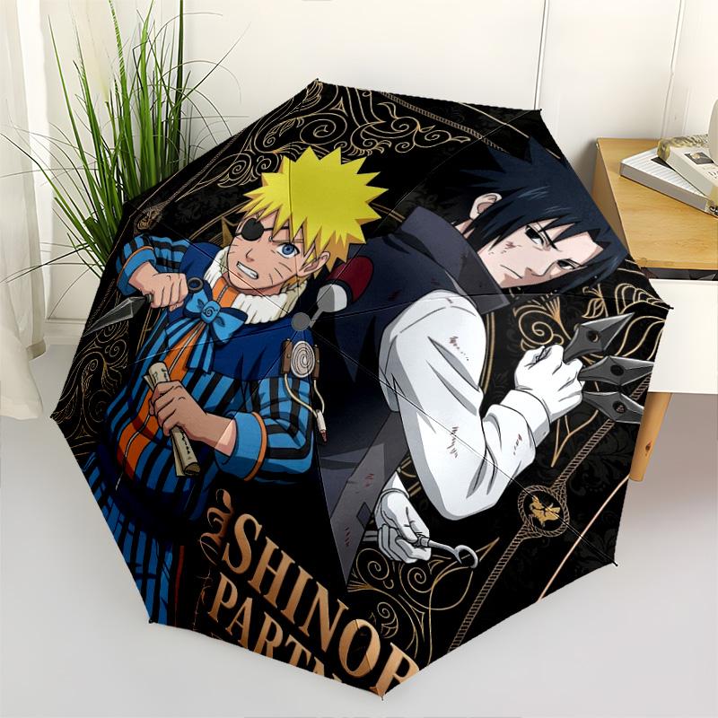1 Stück Automatischer Faltregenschirm - Naruto-Muster Tragbares faltbares Design Mit 8 Rippen Weihnachts-Geburtstagsgeschenke