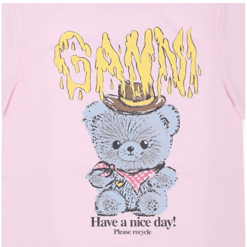 Ganni Women S Cowboy Bear Logo ShorT Sleeve T ShirT A1050074 868