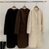 Women's Mid Length Round Necked Fur Coat Autumn Winter Fluffy Outerwear