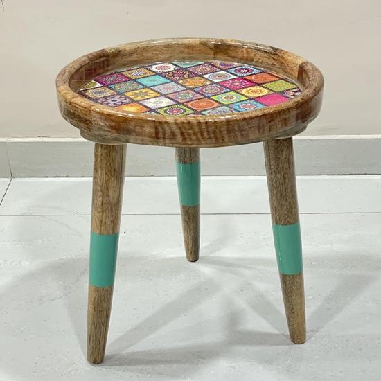 Wooden Side Table End Table Round Wooden Stool Tall Stool for Living Room, Dinning, Bed, Hotel Room 45.72 Cm Height and 30.48 Cm Diameter