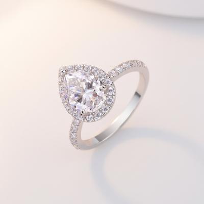 S Sterling Silver Ring Women's Love Water Drop Pear-shaped Moissanite Wedding Ring Ring Hand Jewelry Women's Ring