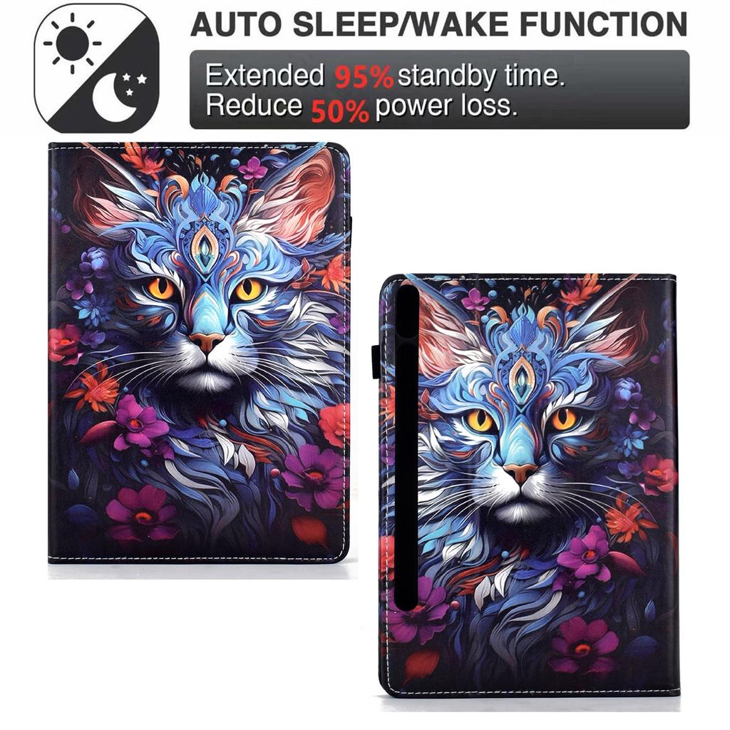 For Samsung Galaxy Tab S10 FE+ Leather Case Pattern Print Card Slots Stand Auto Sleep Wake Tablet Cover