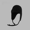Knitted Winter Beanie Hat For Women With Earmuffs And Tie Closure Perfect For Cold Weather