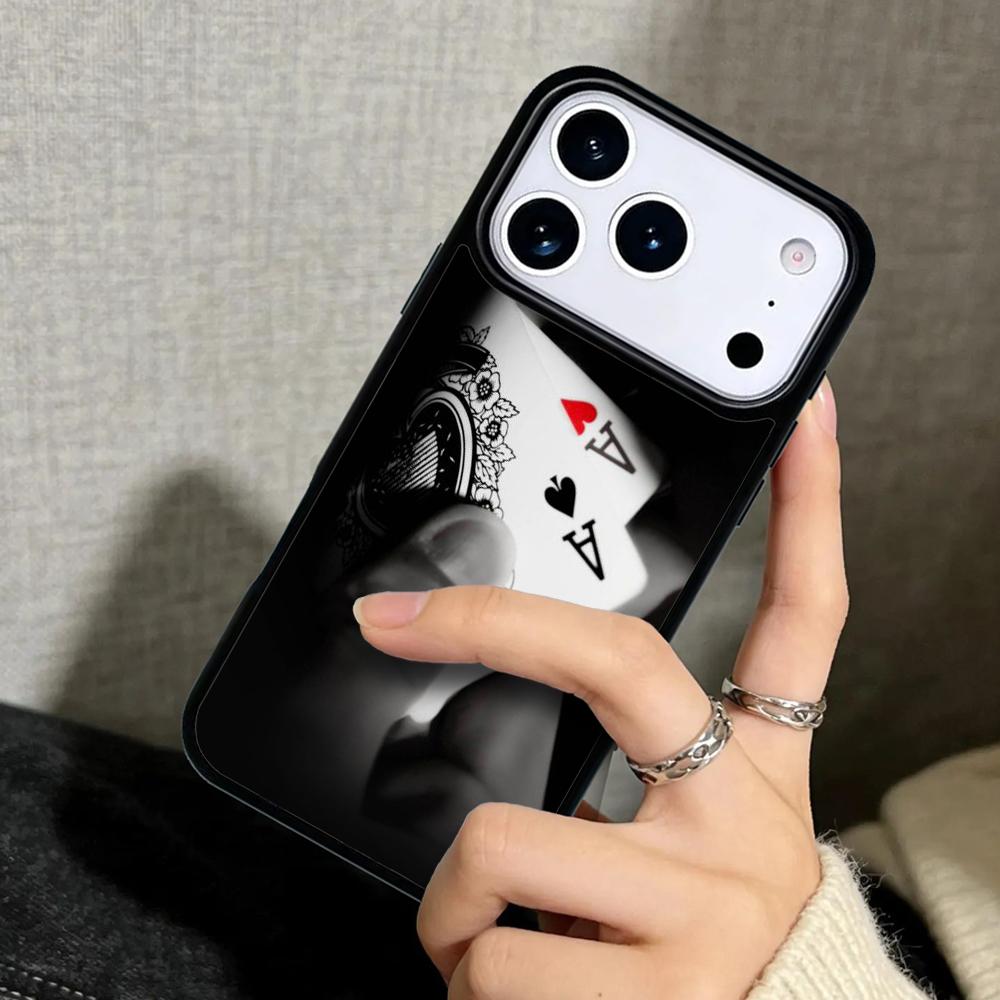 Capa Case for iPhone 17 Air 16 Pro Max 15 Plus 11 13 Mini 14 12 Back Phone Cover Spades Poker Play Cards Ace Art