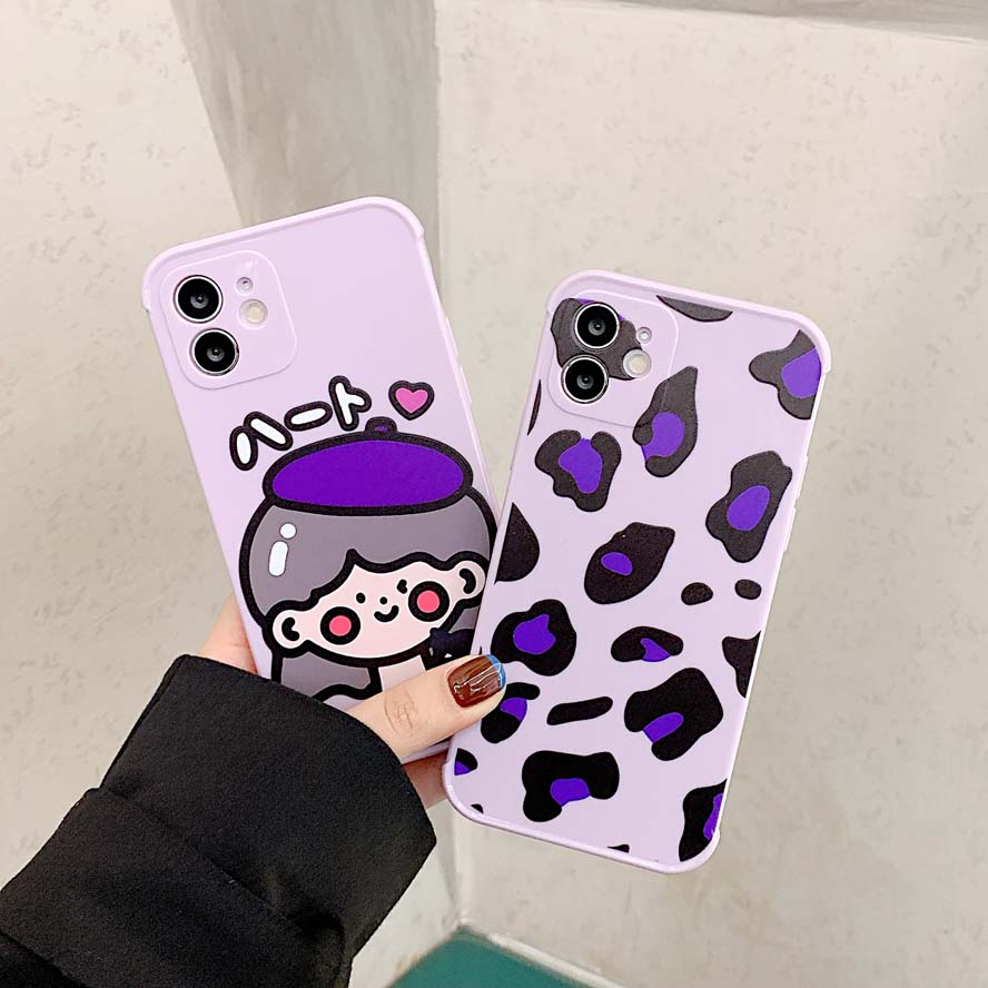 Koupit Cute Girl Purple Leopard Soft Silicone Phone Case For Iphone 12 Pro Max 12 Pro 12 12 Mini 11 Pro Max 11 Pro 11 7 8 Plus Xs Max Xr X