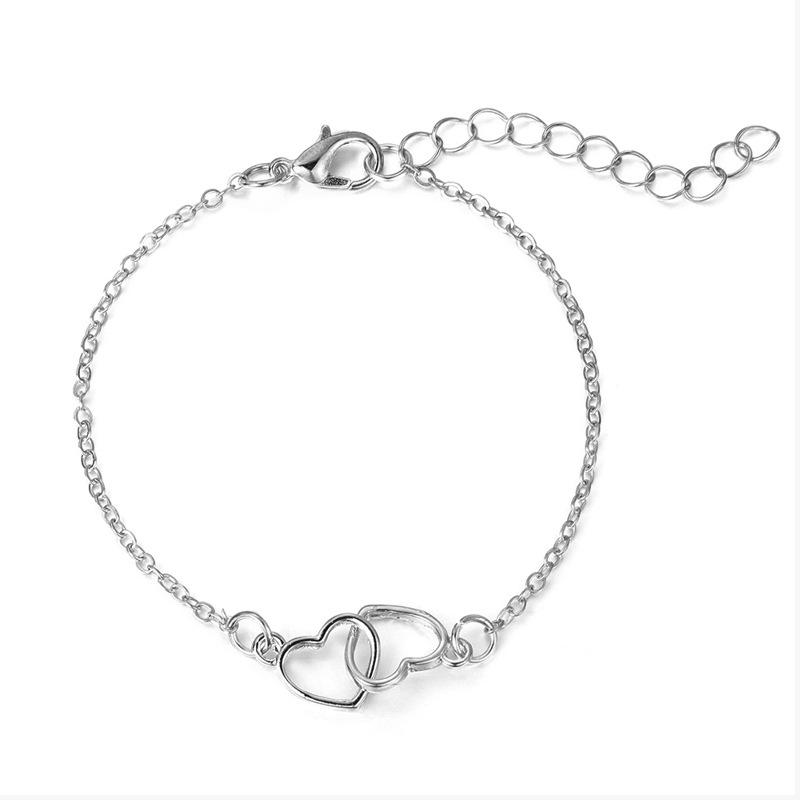 Simplicity Style Bracelet Sales Heart To Heart Matching Double Small Hollow Heart Bracelet Fashionable New Temperament