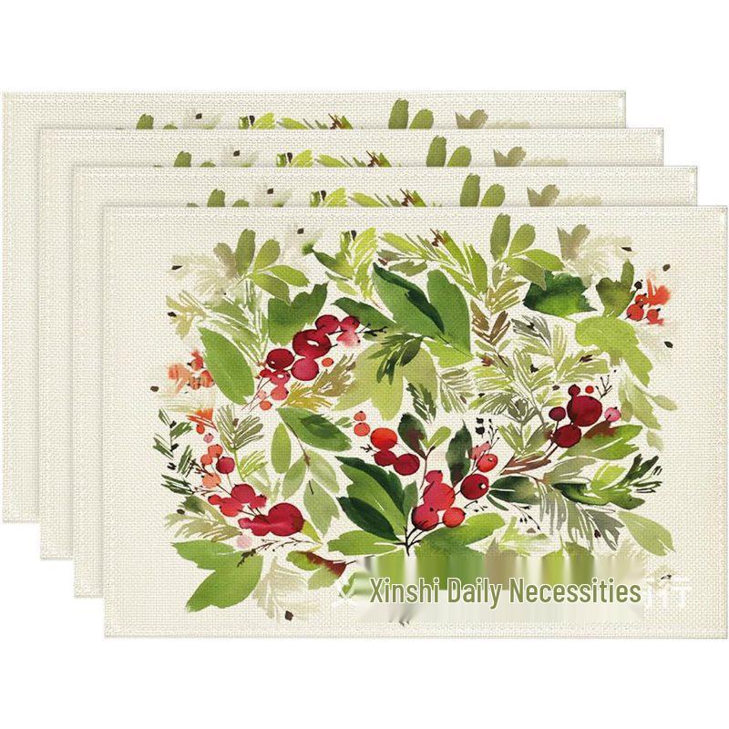 Christmas Snowman & Snowflake Plaid Insulated Placemat - Festive Table Decoration