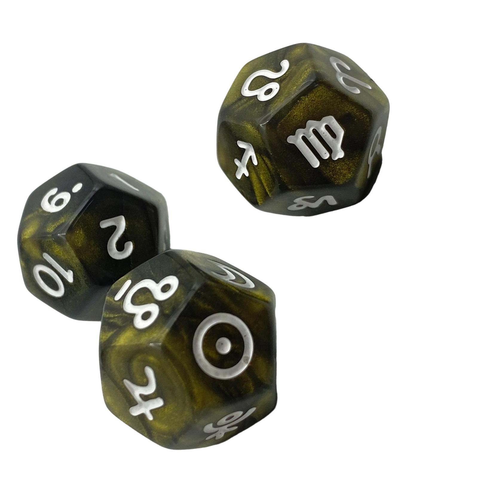 

3pcs Glittering D12 Horoscopes Dices Set for Constellations Fortune Tellings and Tabletops Game 2